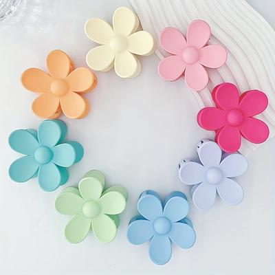 8 Stück/Set Damen Mehrfarbig matt rutschfest blumenförmig Haarspange Sommerstil Boho-Stil geeignet für alle Haargrößen für jeden Tag