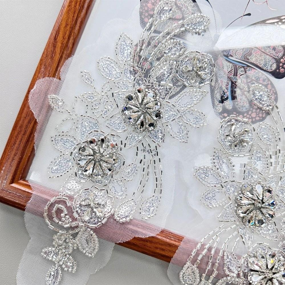 Rhinestones Lace Flower Applique Flower Design Clothing Applique Dress Patches  Evening Dress