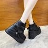 Fashion Side Zip Women Platform Shoes Black Gothic Buckle Pu Leather Woman Creeper Punk Boots Female Black High Heel Ankle Short Boots