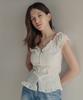 HARDCORE HAPPINESS Wave Shirred Puff Blouse Flower_White