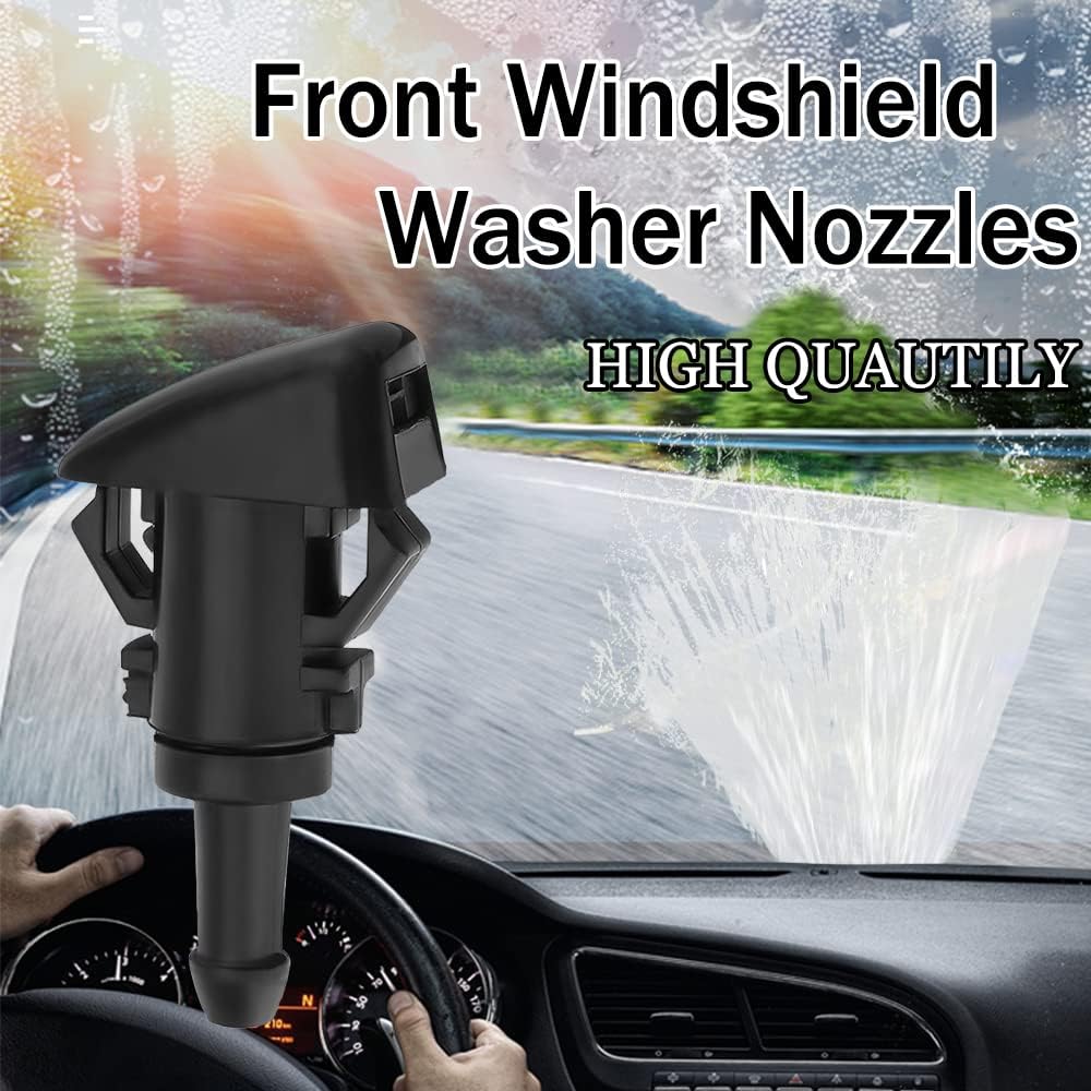 ASUBHA 2PCS Front Windshield Washer Nozzles, Windshield Wiper Sprayer Nozzle Jet Kit Replacement for Most Cars, Ram Replaces 4805742AB, 4805742AC,