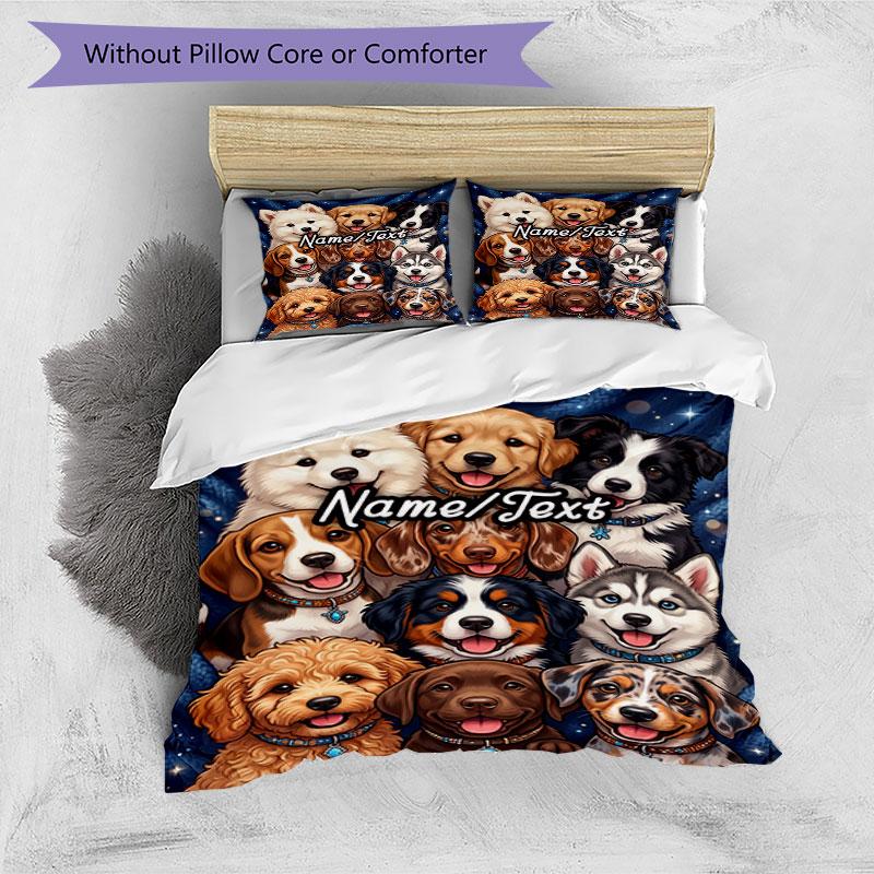 3PC Custom Name Puppy Portrait Collage Bedding Set Printed Bedding Set Duvet Cover Closure Includes 1 Duvet Cover & 217 Pillowcases for Bedroom