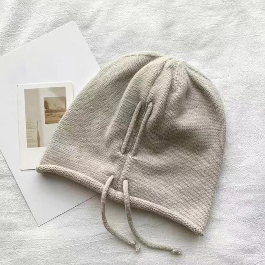 Big Head Circumference, Ear Protection, Drawstring, Knitted Hat, Woolen Hat, Couple's Head Cap, Warm Hat, Rolled Edge Hat