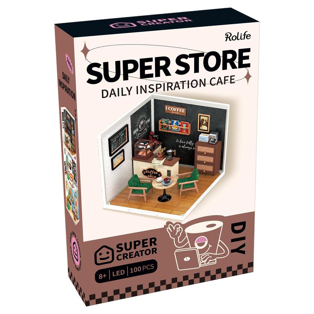 Rolife Super Creator Daily Inspiration Cafe DIY Miniature House Kit DW001
