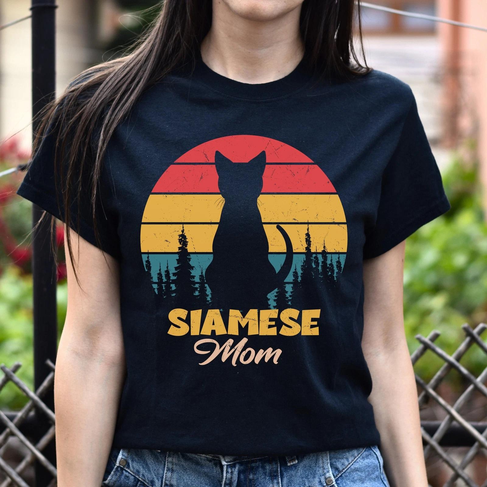 Siamese Mom Unisex shirt Siamese cat mama tee Black Dark Heather 3XL
