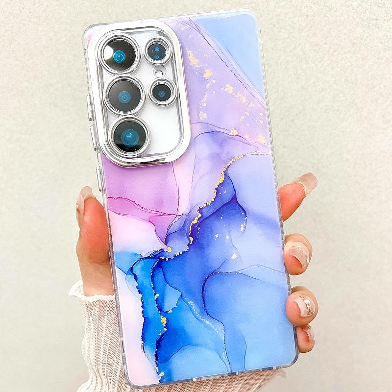 Suitable for New Samsung S25 Ultra Mobile Phone Case S24plus Double Sided Coated Imd Electroplated Marble A55 Case