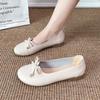 New Women's Shoes Spring and Autumn Fashion Round Toe Shallow Mouth Low Heel Bow Decorated Slip-On Women's Flat Shoes