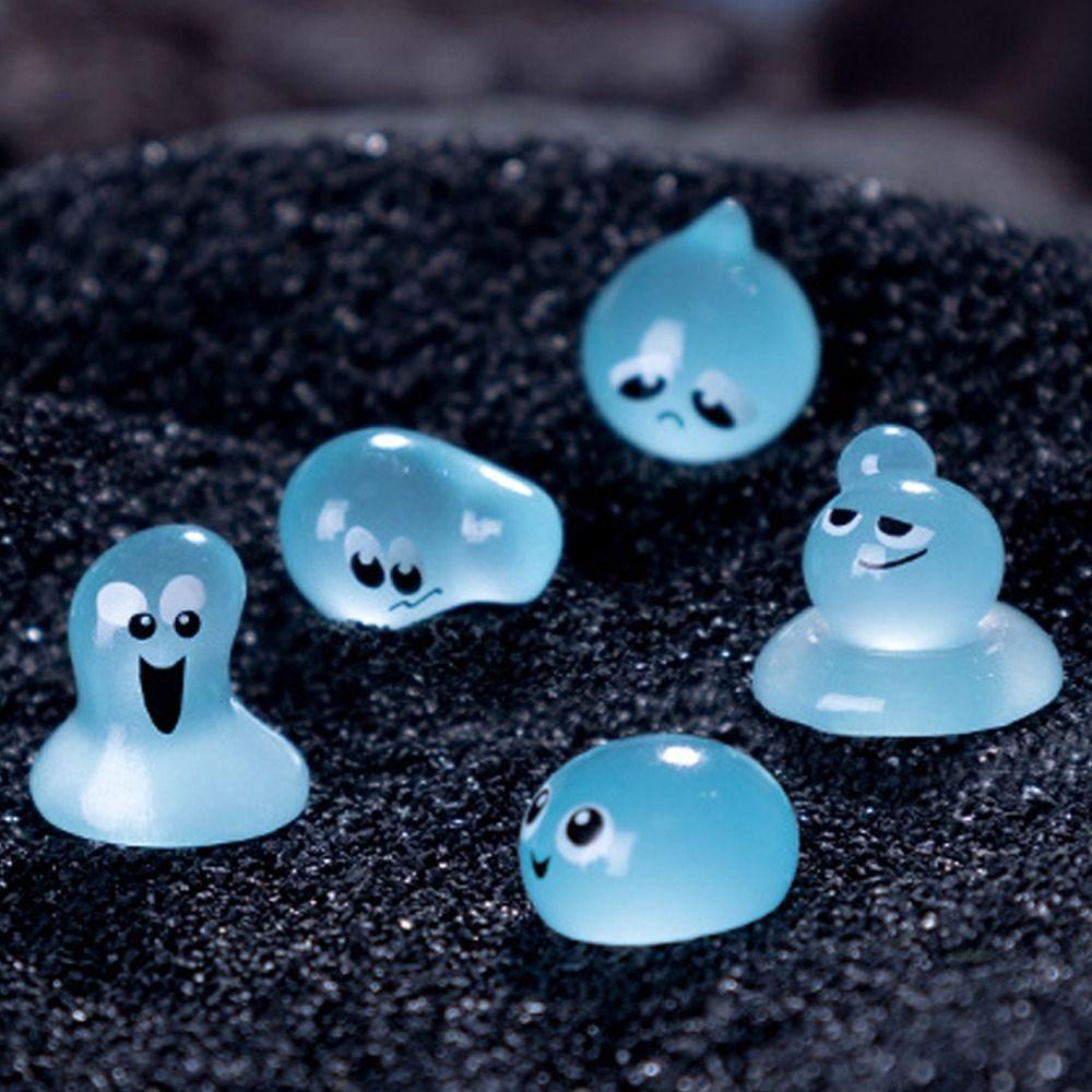 50pcs Cartoon Halloween Luminous Water Elf Figurine Cute Resin Crafts Mini Water Elf Ornament DIY Charming Waterdrop Statue
