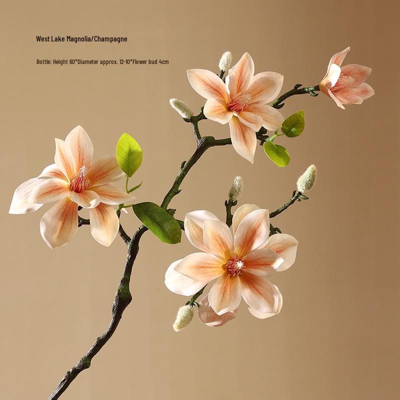 High-End Artificial Silk Magnolia Flower Arrangement - Classical, Elegant Dried Flower Set for Home Decor
