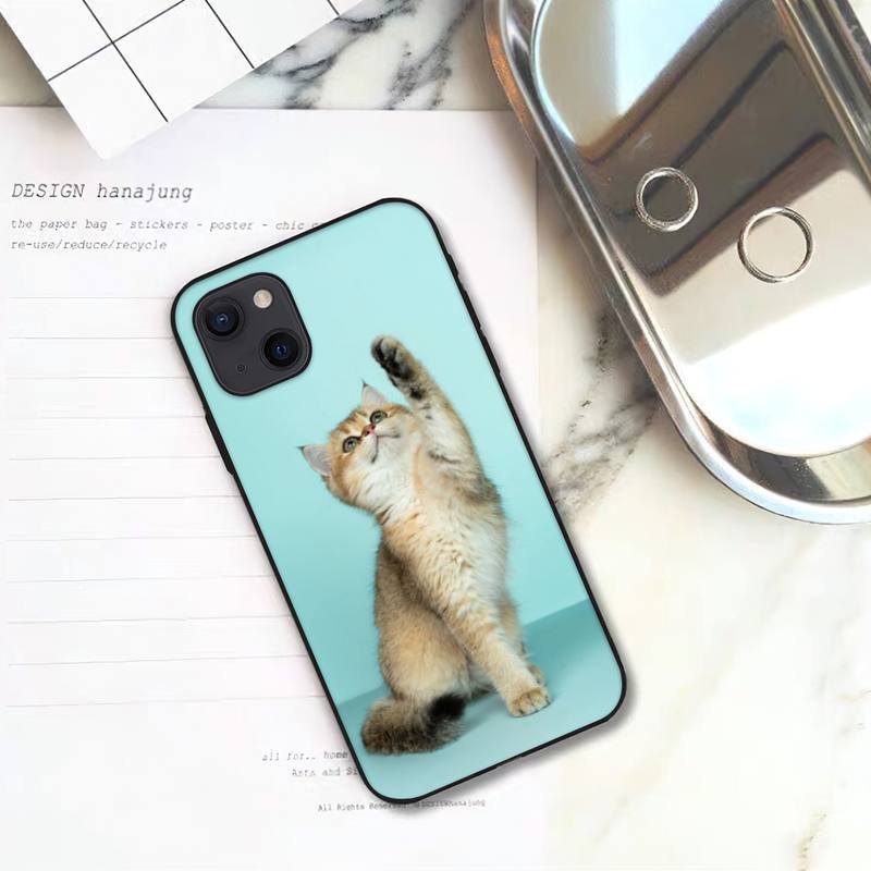 

Подходит для чехла для мобильного телефона iPhone16, нового милого синего кота. 15plus