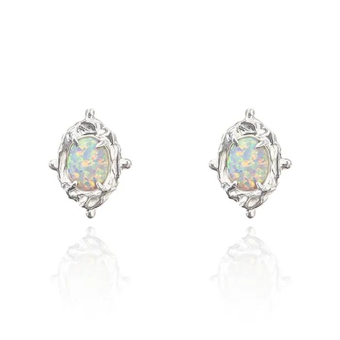 classic opal silver earrings