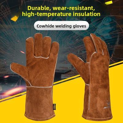 Cowhide Welding Insulation Spark-proof Gloves High Temperature Resistant Abrasion Resistant Gloves