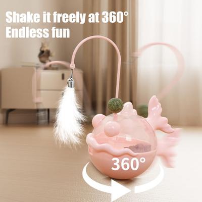 Interactive Cat Treat Dispenser Toy Puzzle Cat Tumble Spill Slow Feeder Kitten Teaser Wand Entertainment Toy for Indoor Cats