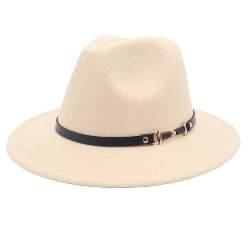 New European-American Style Jazz Windbreaker Hat with Large Brim Felt - Solid Color