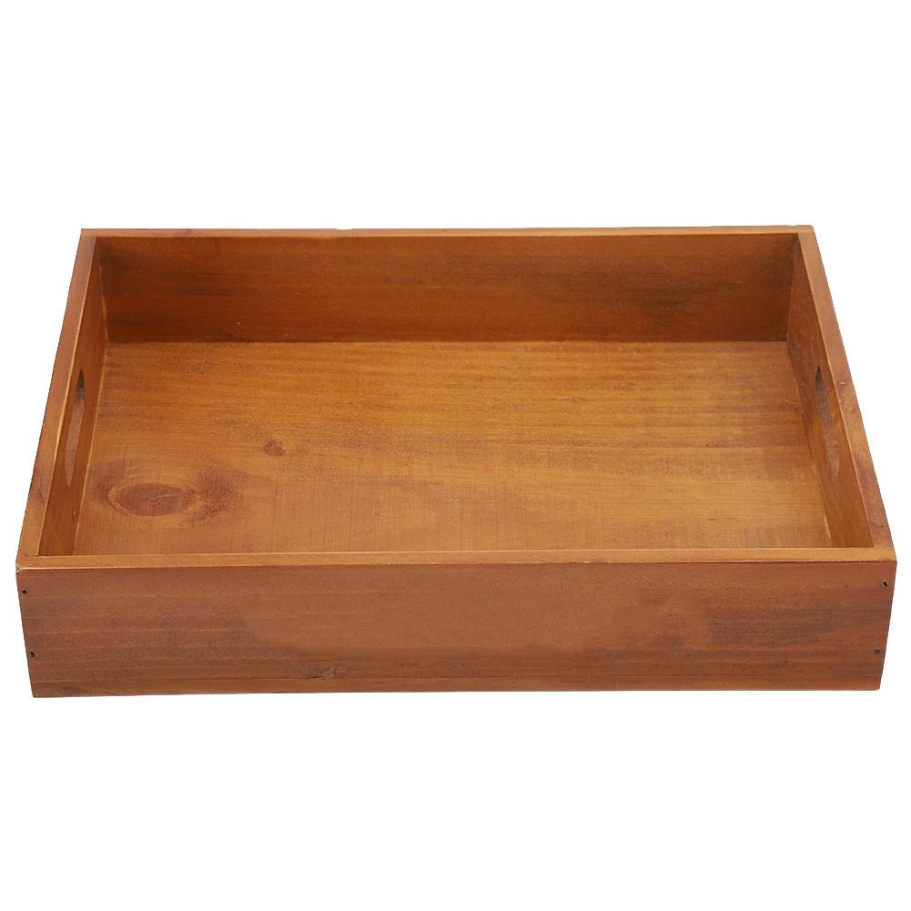 Wooden Flower Pot, Vintage Pine Planter Box with Retro Wood Grain for Garden Plants 33.5x24.5x7cm Multi Purpose Storage Container