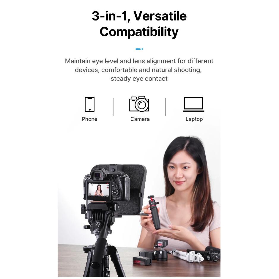 Ulanzi RT02 Teleprompter Universal Prompter Câmera DSLR Smartphone Tablet Laptop Teleprompter Transmissão ao Vivo Gravação de Vídeo