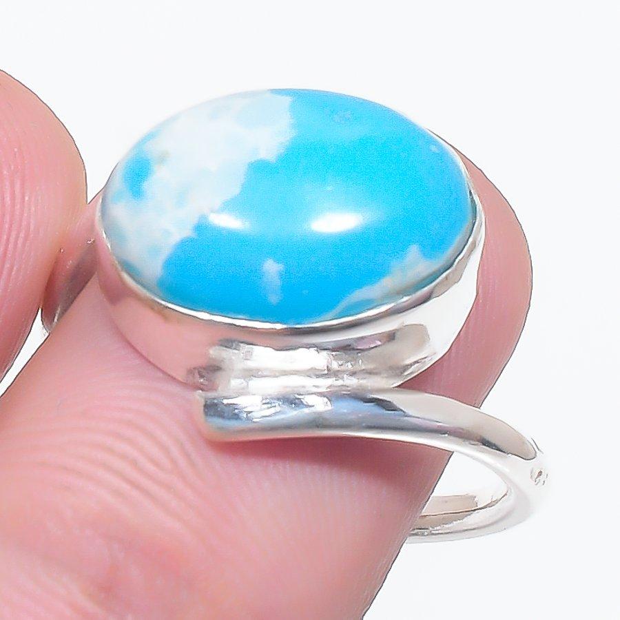 

Натуральный Ларимар Драгоценный камень Ручная работа 925 Стерлинговое серебро Ювелирное кольцо Размер 7 t8Z24
