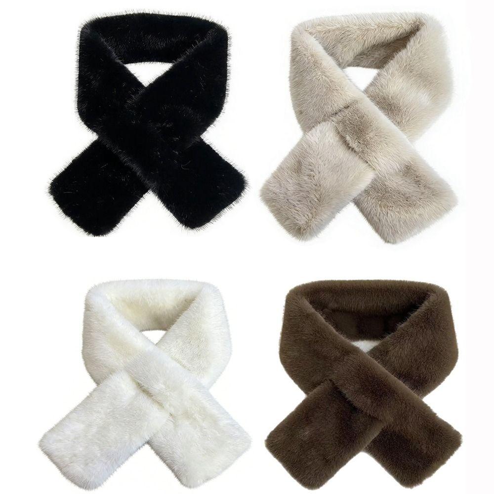 Thickened Neck Scarf Faux Mink Fur Faux Rabbit Fur Scarf Neckerchief Wrap Autumn Winter