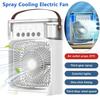 Desk Fan Night Light Rechargeable Portable Fan Electric Desktop 5 Holes Fans for Room Led USB Household Use Water Mist Mini Home