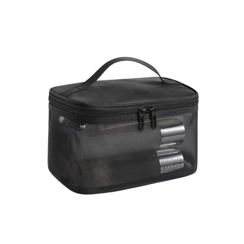 Nylon Mesh Cosmetic Organizers Double Layer Design Spacious Storage For Makeup Brushes Skincare Travel