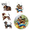 Cute Dog Hanging Decoration Dachshund Ornament, Acrylic Window Sun Catcher, Car Accessory for Home Room Decor, Front Porch Decorative Pendant Balcony