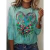 Printed T-shirt Casual Long Sleeved Round Neck Top