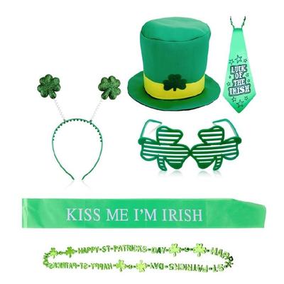 Patricks Day Costume Set Party Favor Saint Patrick's Day Accessories Decorations Supplies Shamrock Eyeglasses Headband