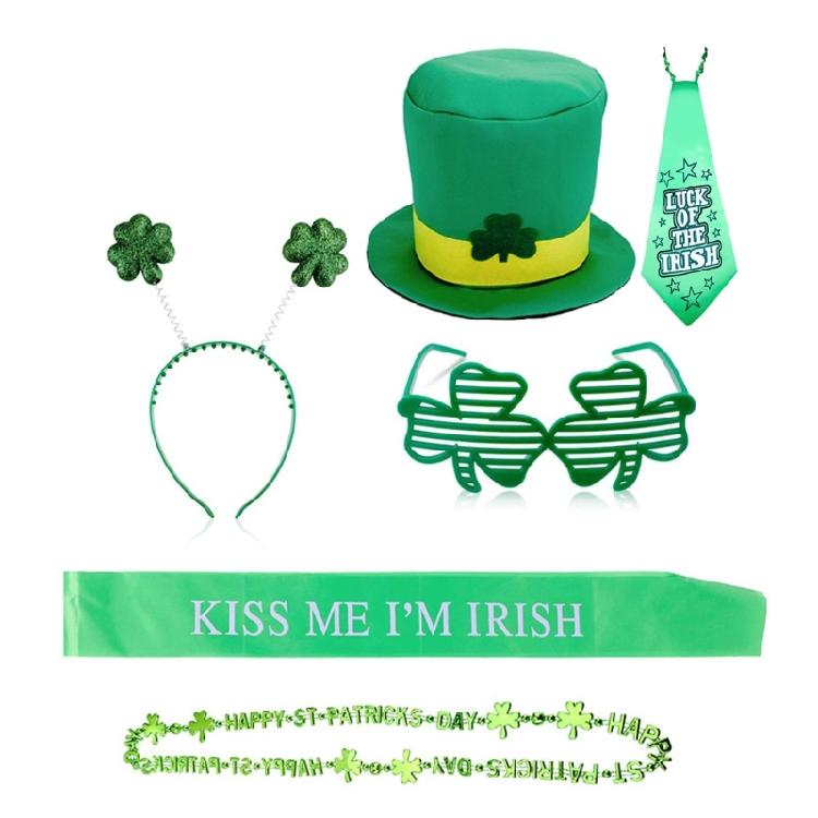Patricks Day Costume Set Party Favor Saint Patrick's Day Accessories Decorations Supplies Shamrock Eyeglasses Headband