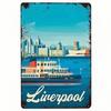 UK Blechschild Fähre Skyline Fluss Mersey Man Cave Wandkunst