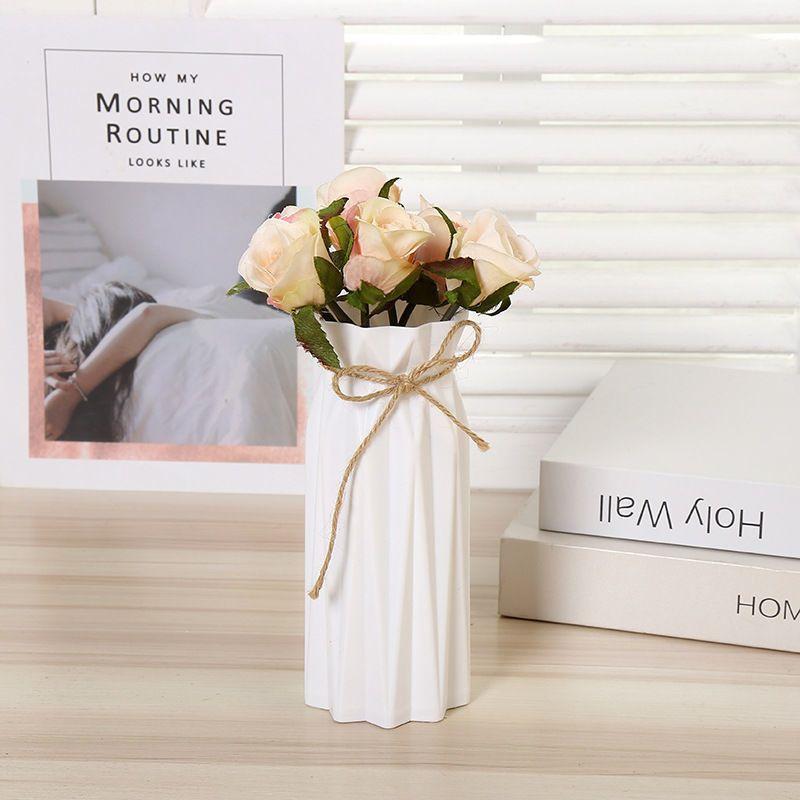 Plastic Vase Flower Dried Flower Vase Nordic Style Household Decor Vase Crafts Hemp Rope Tied Modern Flower Arrangement Vase