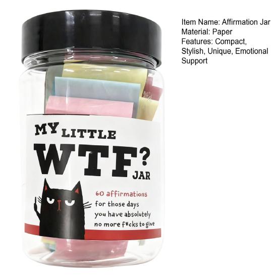 Mein Kleines WTF-Glas mit 60 Krassen Selbstpflege-Zitaten Sarkastische Affirmationskarten für Erwachsene Lustiges Motivationsgeschenk