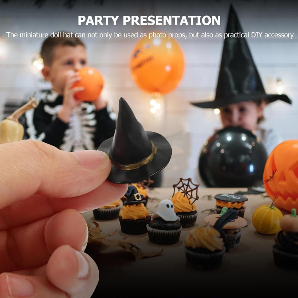 Bottle Witch Hat Toppers 24PCS Miniature, Witch, Halloween & Mini Doll House Decor