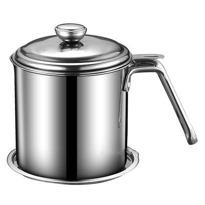 Oil Filter Pot Stainless Steel Food Grade Dust Proof Fine Mesh Grease Strainer Storage Can with Lid