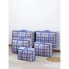 1PC foldable moving bag Large capacity woven bag snakeskin bag Waterproof portable mobile bag blue