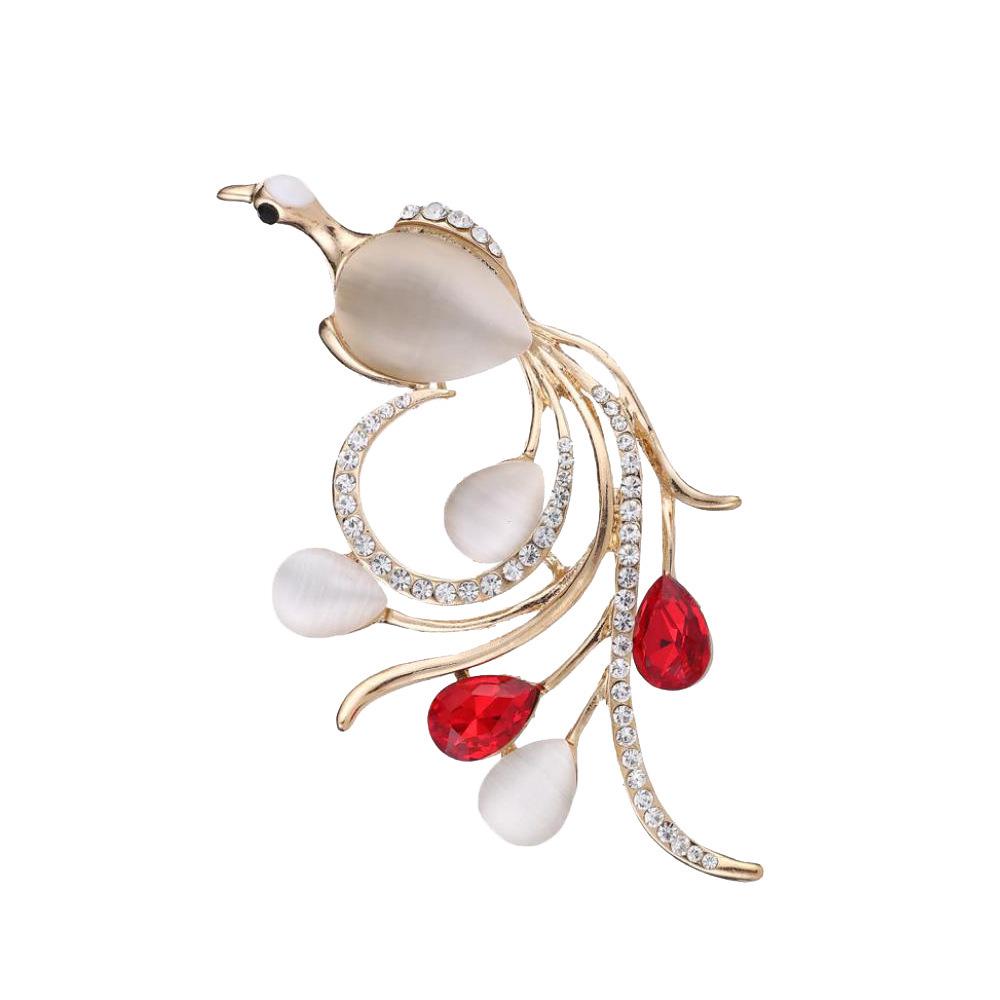Hummingbird Crystal Rhinestone Brooch: Elegant Alloy Pin for Clothing Accessories