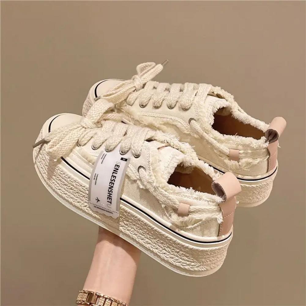 Women Casual Canvas Platform Shoes Woman  Spring New Flashion Vulcanize Pink Floral Espadrilles Tennis Female Sneakers