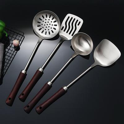 1 pz utensili da cucina spatola in acciaio inossidabile spatola piatta cucchiaio scolapasta manico in legno cucina di casa spatola da cucina