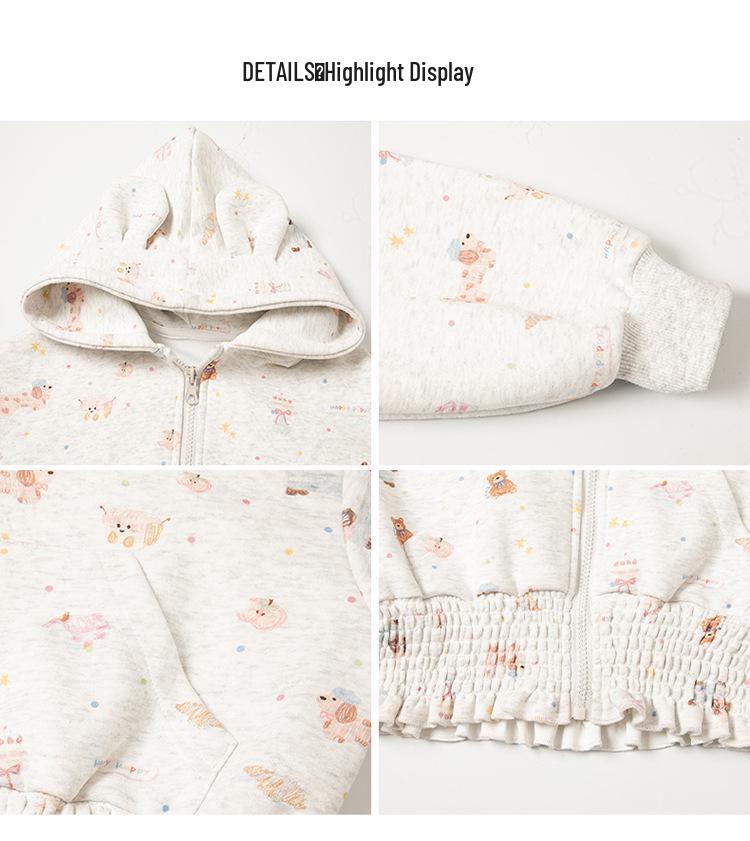 2025 Girls' Floral Hooded Cardigan - Spring/Autumn Sweatshirt for Kids