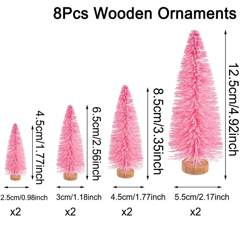 Artificial Mini Wooden Christmas Tree Pink Blue Green White Gold Tower Pine Small Sisal Christmas Tree Tabletop Ornament Decor