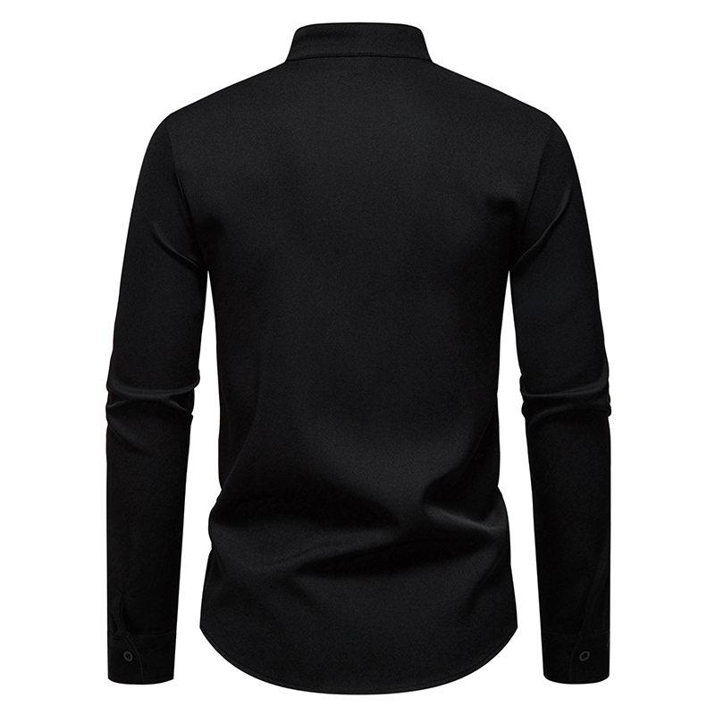 Autumn New Fashion Design Men's Long Sleeve Shirt Men High Quality Luxury Stand Collar Shirts Male Casual Social Wedding Party