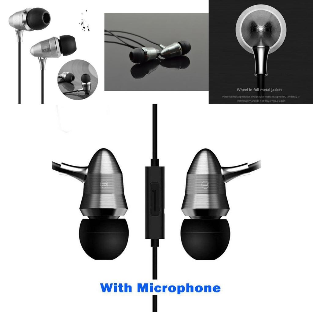Silver Bullet Earphones Metal Deep Bass Wired Inear Headphones For Music Lovers