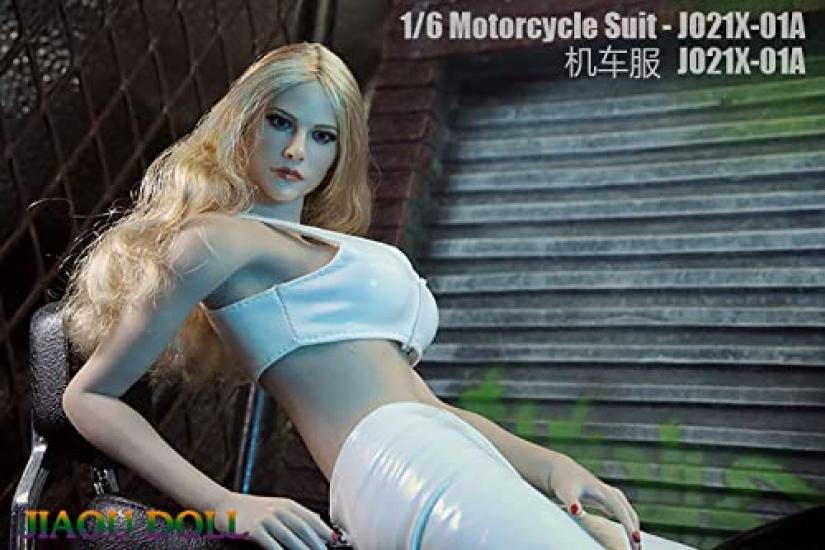 Scale Figure Motorcycle Suit Sexy Beauty for Women White Motorcycle Clothes Leather Corset and Pants Set Head and Shoes Not [TOYBARJAPAN] 1/6