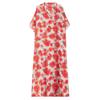 DIMANAF 2024 Plus Größe Sommer Frauen Strand Kleid Grundlegende Floral Print Lose Stil Vintage Lange Bohemian Kleider