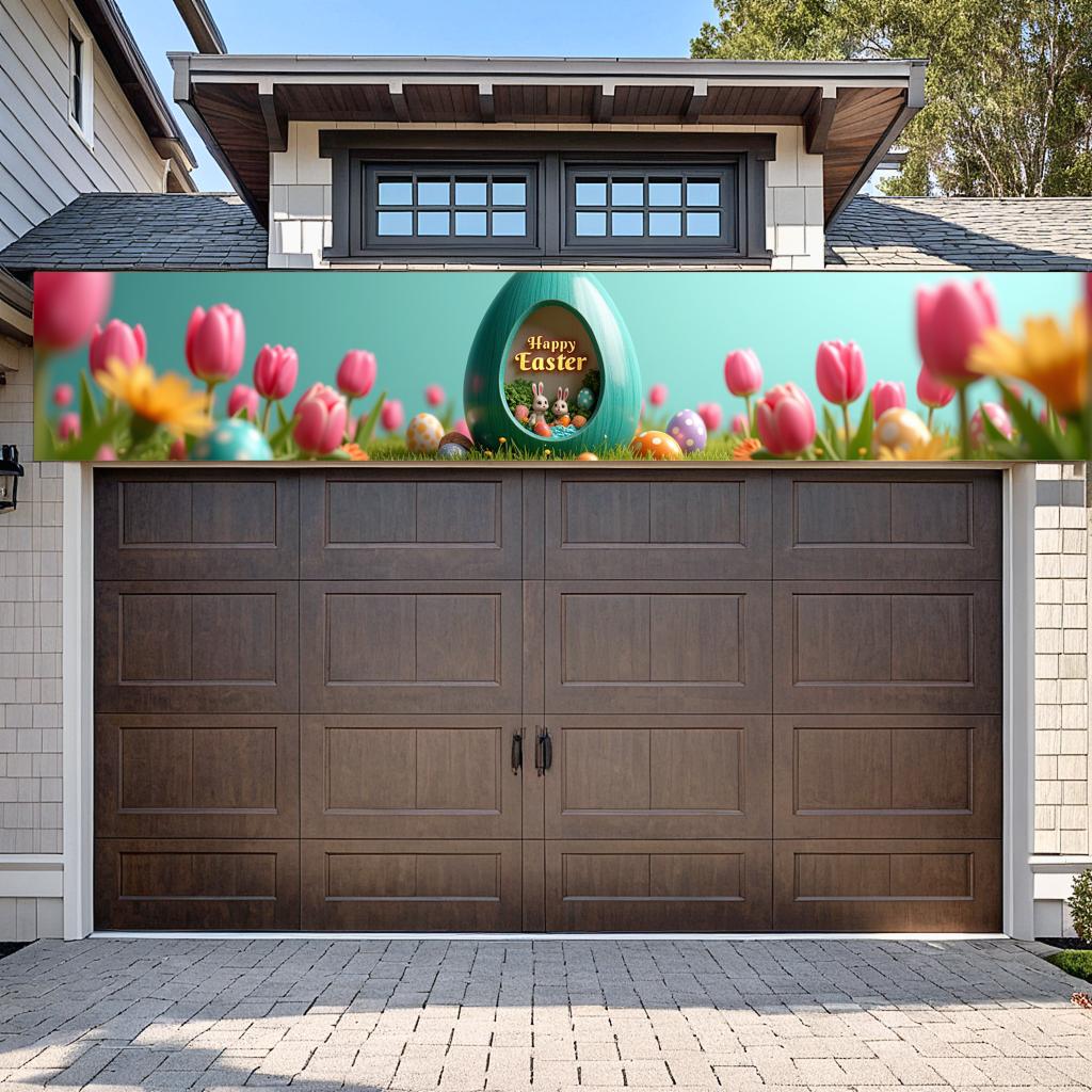 Celebration Banner Creative Happy Easter Banner Holiday Decoration Easy Setup Party Decoration For Spring Event Seasonal