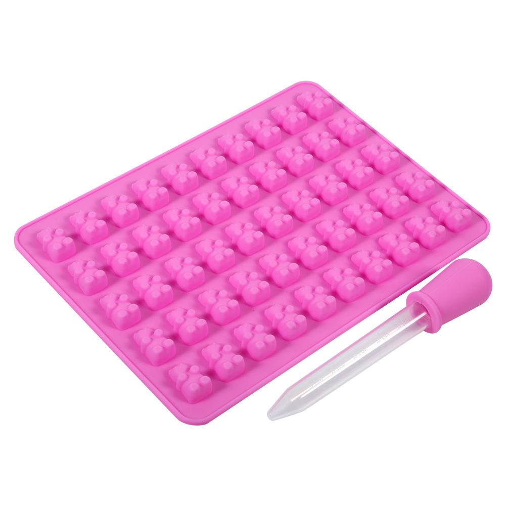 50 Cavities Chocolate Ice Tray Bear Silicone Mould Maker Baking Candy Mold DIY Craft Pink