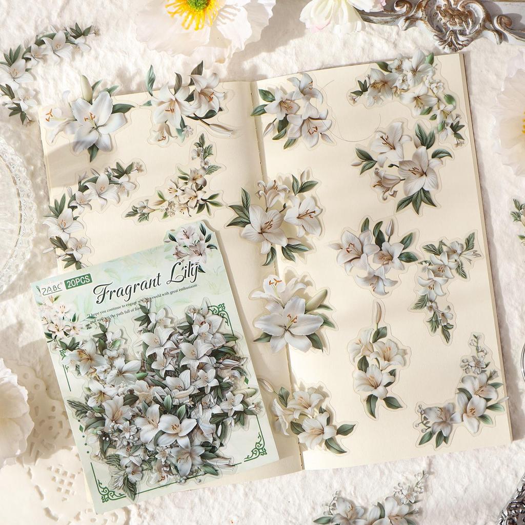 Retro Wisteria Shadow Edge Creative Stickers - Romantic Floral DIY Journal Décor