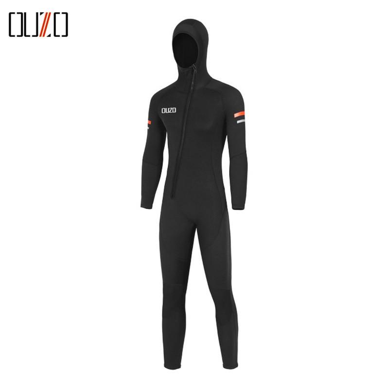 OUZO Mens 1.5mm Full Body Hooded Wetsuit Long Sleeve Diving Surfing Swimming Warmth UV Protection
