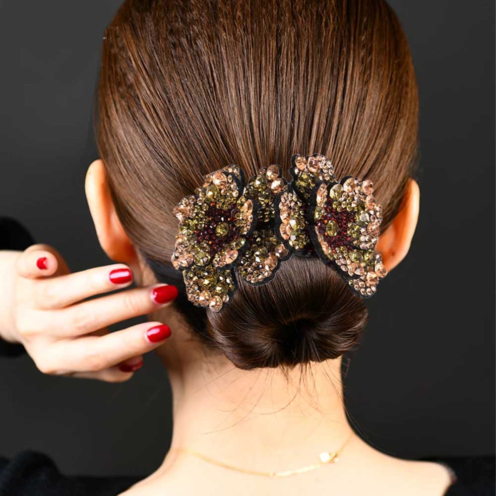 

New Ponytail Hair Claws Women Shiny Crystal Rhinestone Hair Bun Fashion Flower Hairpin Hair Barrettes Clip Hair Accessories