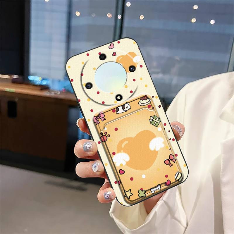 Shockproof Back Cover Phone Case For Honor X9a 5G/Magic5 Lite Card slot Dirt-resistant Silicone protective Card bag Cute