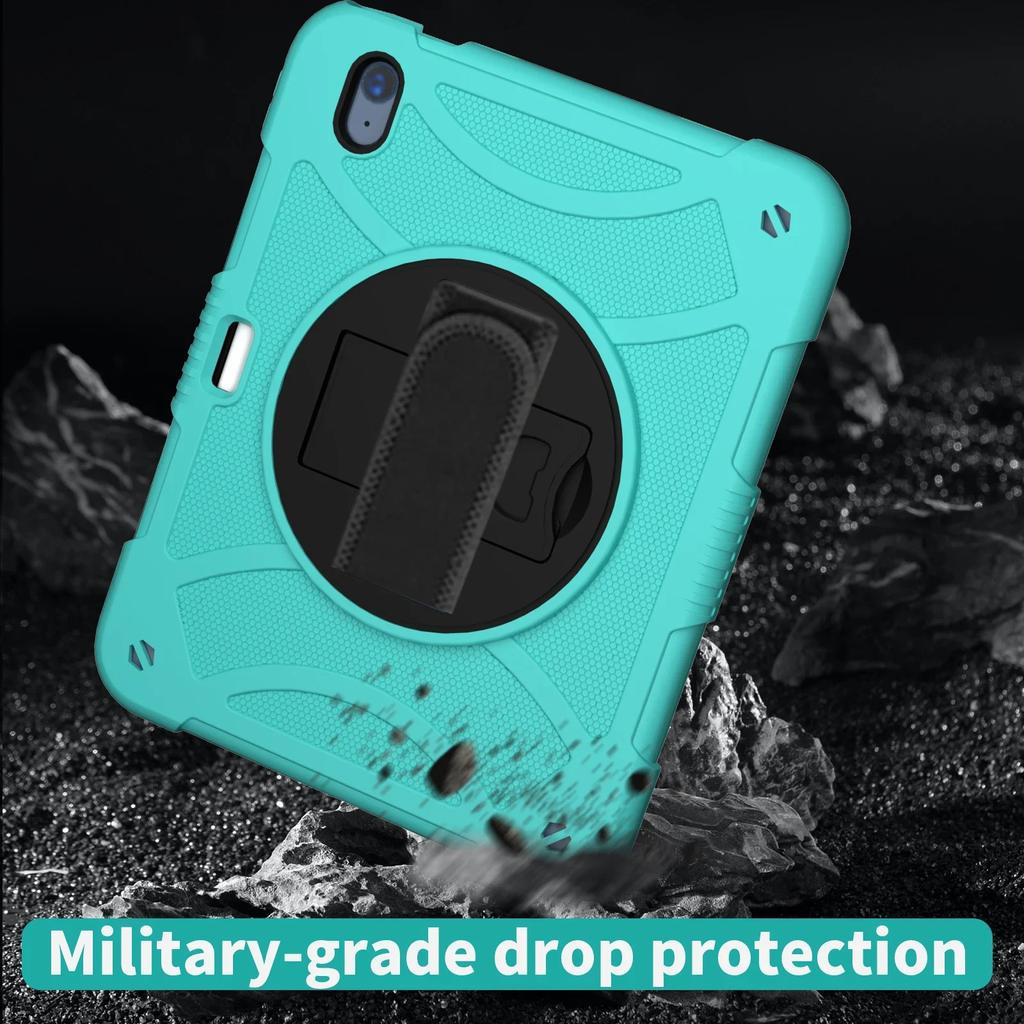 360° Rotating Kids Stand Tablet Case for IPad Pro11 Air4 Air5 Air3 10th 9th 8th 7th Gen Mini6 Cover Shockproof +Shoulder Strap